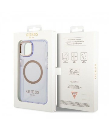 Guess GUHMP14SHTCMU iPhone 14 6.1" purple/purple hard case Gold Outline Translucent MagSafe