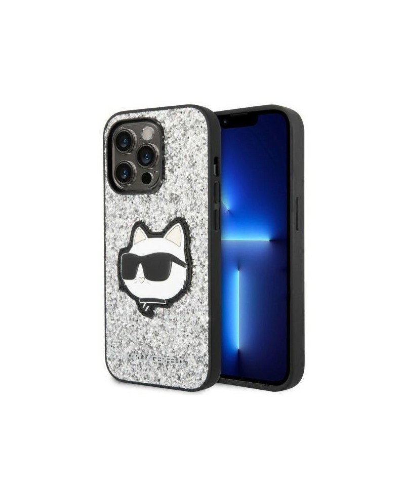 Karl Lagerfeld KLHCP14LG2CPS iPhone 14 Pro 6.1" silver/silver hardcase Glitter Choupette Patch
