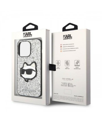 Karl Lagerfeld KLHCP14LG2CPS iPhone 14 Pro 6.1" silver/silver hardcase Glitter Choupette Patch