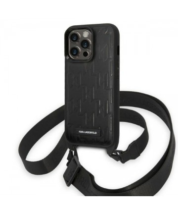 Karl Lagerfeld KLHCP14LSTMMK iPhone 14 Pro 6.1" hardcase black/black Monogram Plaque Logo Strap
