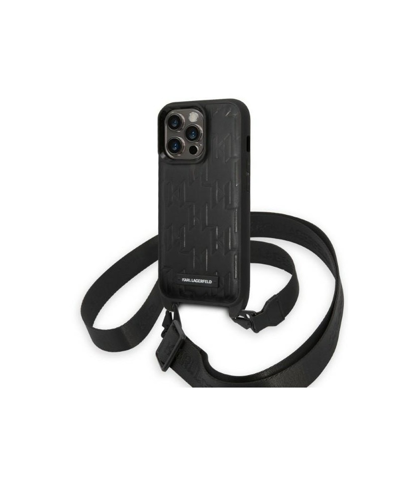 Karl Lagerfeld KLHCP14LSTMMK iPhone 14 Pro 6.1" hardcase black/black Monogram Plaque Logo Strap