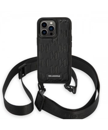 Karl Lagerfeld KLHCP14LSTMMK iPhone 14 Pro 6.1" hardcase black/black Monogram Plaque Logo Strap