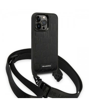 Karl Lagerfeld KLHCP14LSTMMK iPhone 14 Pro 6.1" hardcase black/black Monogram Plaque Logo Strap