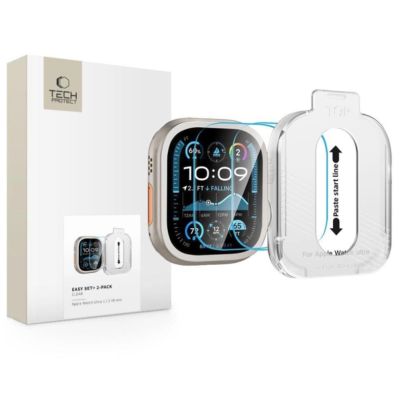 Tech-Protect Easy Set+ Tempered Glass 2-pack for Apple Watch Ultra 1/2 49mm - Clear