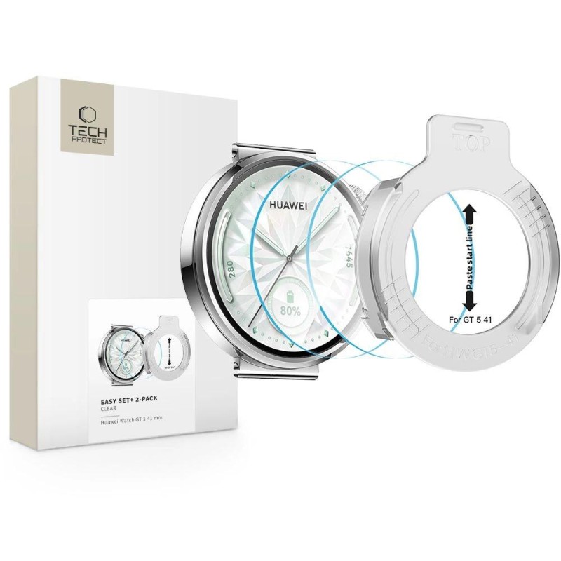 Tech-Protect Easy Set+ 2-pack tempered glass for Huawei Watch GT 5 41 mm - transparent