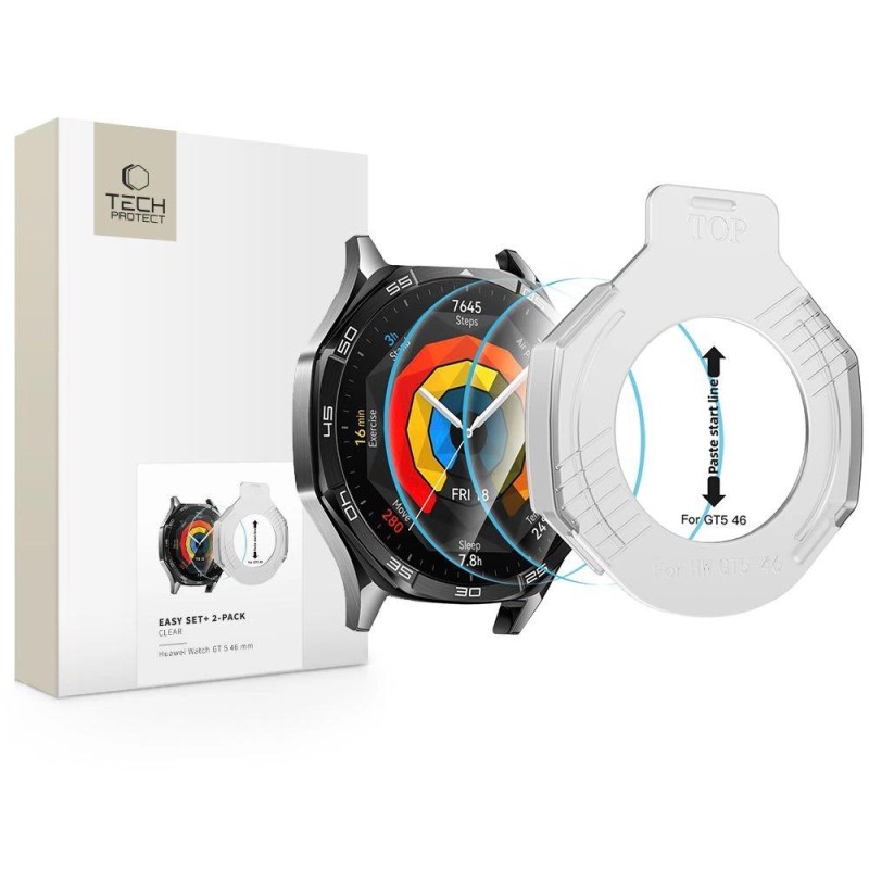 Tech-Protect Easy Set+ 2-pack tempered glass for Huawei Watch GT 5 46 mm - transparent