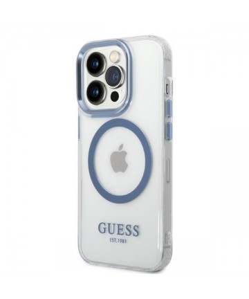 Guess GUHMP14XHTRMB iPhone 14 Pro Max 6.7" blue/blue hard case Metal Outline Magsafe