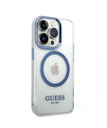 Guess GUHMP14XHTRMB iPhone 14 Pro Max 6.7" blue/blue hard case Metal Outline Magsafe