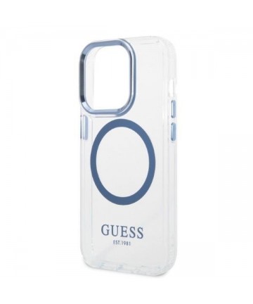Guess GUHMP14XHTRMB iPhone 14 Pro Max 6.7" blue/blue hard case Metal Outline Magsafe