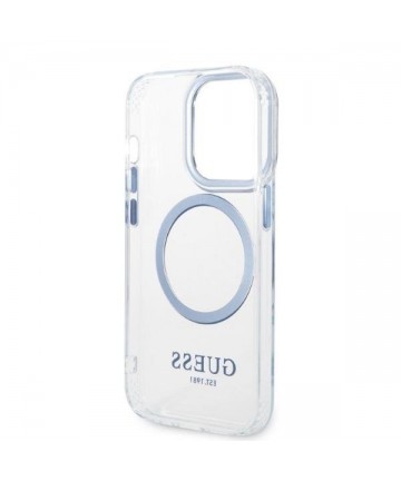 Guess GUHMP14XHTRMB iPhone 14 Pro Max 6.7" blue/blue hard case Metal Outline Magsafe