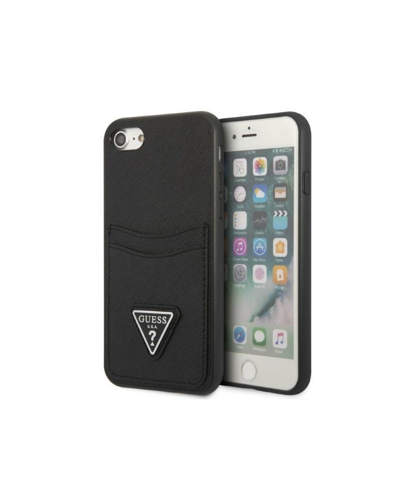 Guess GUHCI8PSATPK iPhone 7/8 SE 2020 / SE 2022 hardcase black/black hardcase Saffiano Triangle Logo Cardslot