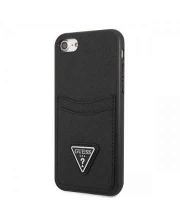 Guess GUHCI8PSATPK iPhone 7/8 SE 2020 / SE 2022 hardcase black/black hardcase Saffiano Triangle Logo Cardslot