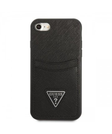Guess GUHCI8PSATPK iPhone 7/8 SE 2020 / SE 2022 hardcase black/black hardcase Saffiano Triangle Logo Cardslot