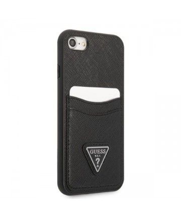 Guess GUHCI8PSATPK iPhone 7/8 SE 2020 / SE 2022 hardcase black/black hardcase Saffiano Triangle Logo Cardslot