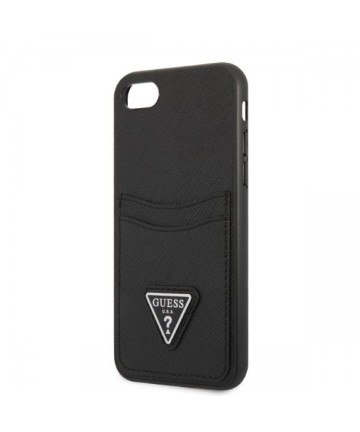 Guess GUHCI8PSATPK iPhone 7/8 SE 2020 / SE 2022 hardcase black/black hardcase Saffiano Triangle Logo Cardslot