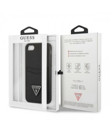 Guess GUHCI8PSATPK iPhone 7/8 SE 2020 / SE 2022 hardcase black/black hardcase Saffiano Triangle Logo Cardslot
