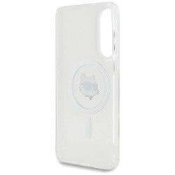 Karl Lagerfeld Button Choupette Head Printed Logo MagSafe Case for Samsung Galaxy S25 Edge - White