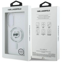 Karl Lagerfeld Button Choupette Head Printed Logo MagSafe Case for Samsung Galaxy S25 Edge - White