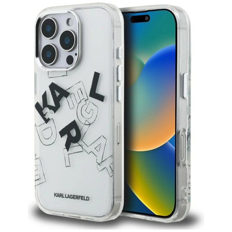 Karl Lagerfeld IML Sketched Graphic Case for iPhone 16 Pro Max - Clear