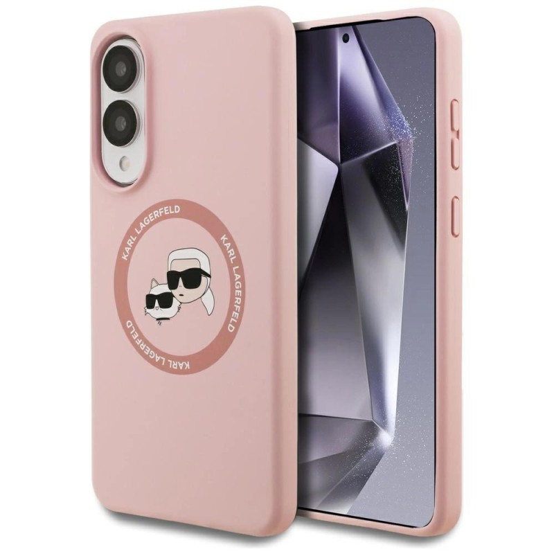 Karl Lagerfeld Silicone Nauble Heads And Circle MagSafe Case for Samsung Galaxy S25 Edge - Pink