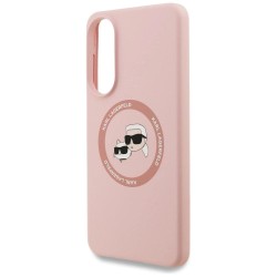 Karl Lagerfeld Silicone Nauble Heads And Circle MagSafe Case for Samsung Galaxy S25 Edge - Pink