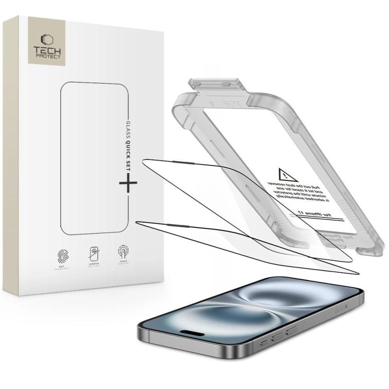 Tech-Protect Quick Set+ 2-pack tempered glass for iPhone 17 - black
