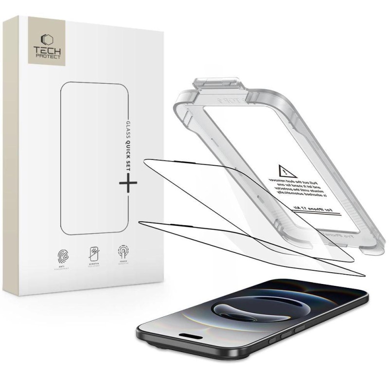 Tech-Protect Quick Set+ 2-pack tempered glass for iPhone 17 Air - black