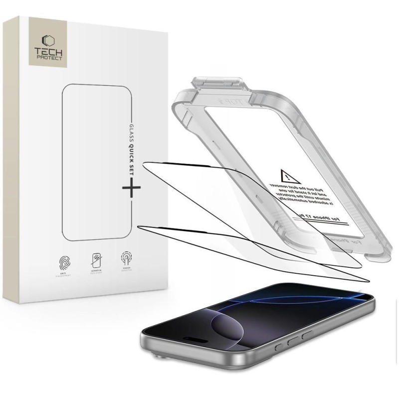 Tech-Protect Quick Set+ 2-pack tempered glass for iPhone 17 Pro - black