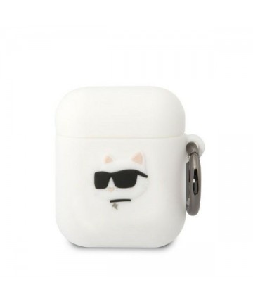 Karl Lagerfeld KLA2RUNCHH AirPods 1/2 cover white/white Silicone Choupette Head 3D