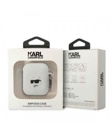 Karl Lagerfeld KLA2RUNCHH AirPods 1/2 cover white/white Silicone Choupette Head 3D
