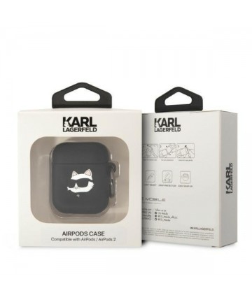 Karl Lagerfeld KLA2RUNCHK AirPods 1/2 cover black/black Silicone Choupette Head 3D
