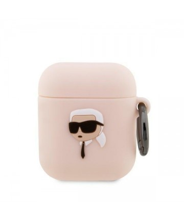 Karl Lagerfeld KLA2RUNIKP AirPods 1/2 cover pink/pink Silicone Karl Head 3D