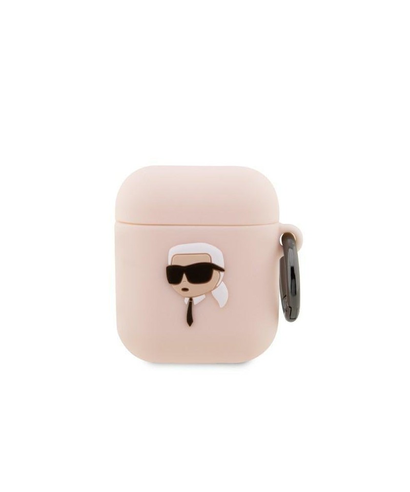 Karl Lagerfeld KLA2RUNIKP AirPods 1/2 cover pink/pink Silicone Karl Head 3D