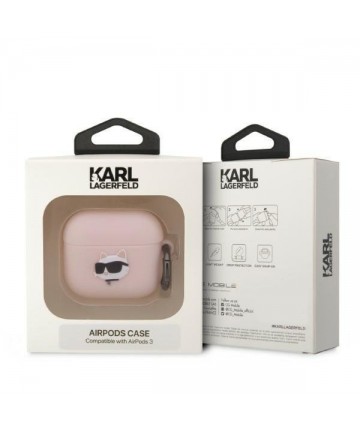 Karl Lagerfeld KLA3RUNCHP AirPods 3 cover pink/pink Silicone Choupette Head 3D