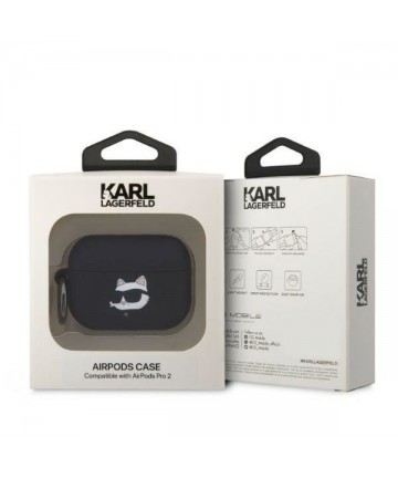 Karl Lagerfeld KLAP2RUNCHK AirPods Pro 2 cover black/black Silicone Choupette Head 3D