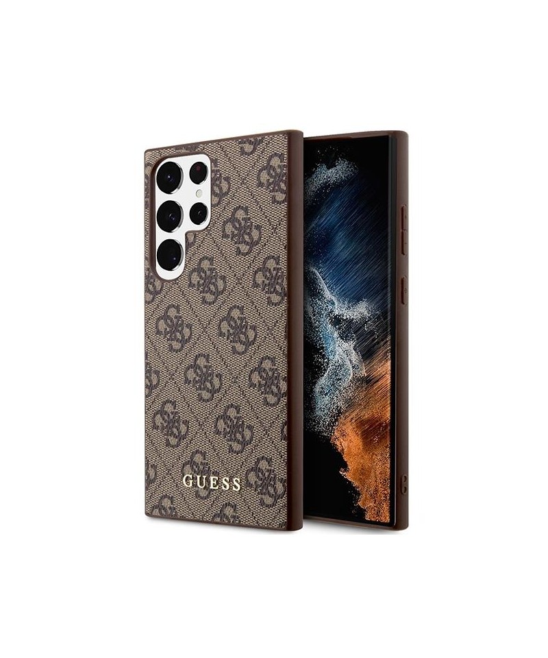 Guess GUHCS23LG4GFBR S23 Ultra S918 brown/brown hard case 4G Metal Gold Logo
