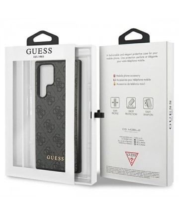 Guess GUHCS23LG4GFGR S23 Ultra S918 grey/grey hardcase 4G Metal Gold Logo
