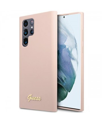 Guess GUHCS23LLSLMGPP S23 Ultra S918 pink/pink hardcase Silicone Script Metal Logo