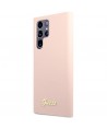 Guess GUHCS23LLSLMGPP S23 Ultra S918 pink/pink hardcase Silicone Script Metal Logo