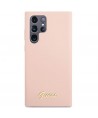 Guess GUHCS23LLSLMGPP S23 Ultra S918 pink/pink hardcase Silicone Script Metal Logo