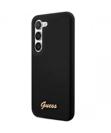 Guess GUHCS23MSLSMK S23+ S916 black/black hardcase Silicone Vintage Gold Logo