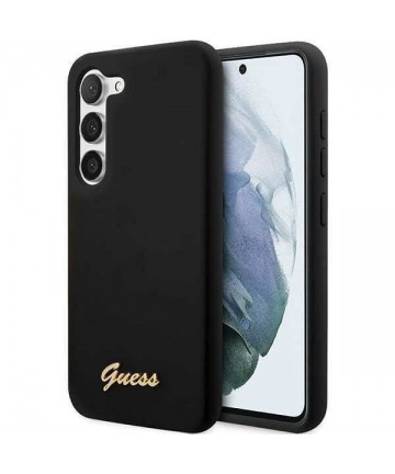 Guess GUHCS23SSLSMK S23 S911 black/black hardcase Silicone Vintage Gold Logo