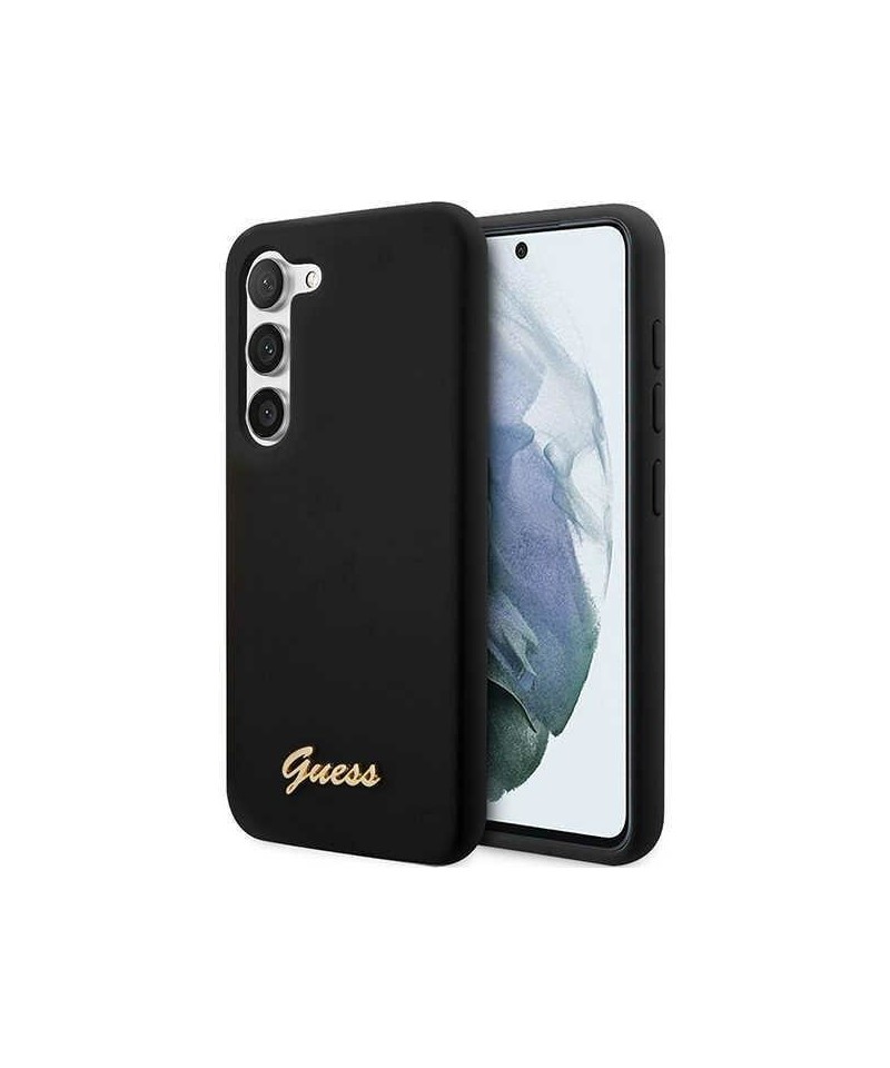 Guess GUHCS23SSLSMK S23 S911 black/black hardcase Silicone Vintage Gold Logo