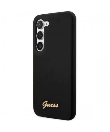 Guess GUHCS23SSLSMK S23 S911 black/black hardcase Silicone Vintage Gold Logo