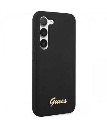 Guess GUHCS23SSLSMK S23 S911 black/black hardcase Silicone Vintage Gold Logo