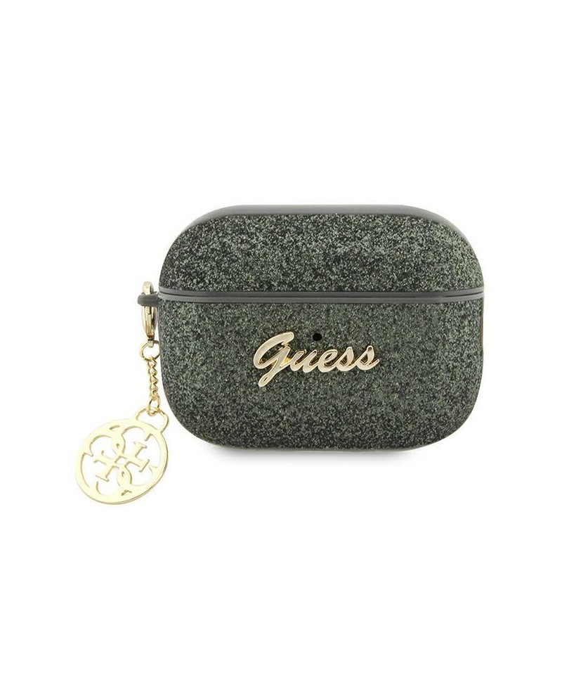 Guess GUAP2GLGSHA AirPods Pro 2 cover green/kaki Glitter Flake 4G Charm