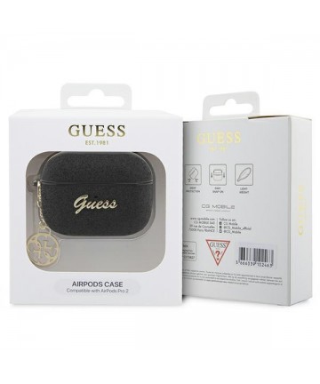 Guess GUAP2GLGSHK AirPods Pro 2 cover black/black Glitter Flake 4G Charm