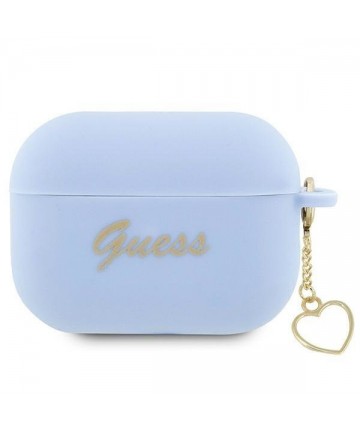 Guess GUAP2LSCHSB AirPods Pro 2 cover blue/blue Silicone Charm Heart Collection
