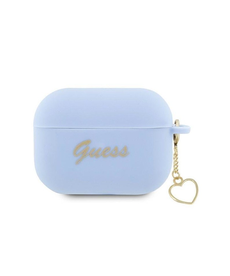 Guess GUAP2LSCHSB AirPods Pro 2 cover blue/blue Silicone Charm Heart Collection