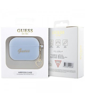 Guess GUAP2LSCHSB AirPods Pro 2 cover blue/blue Silicone Charm Heart Collection